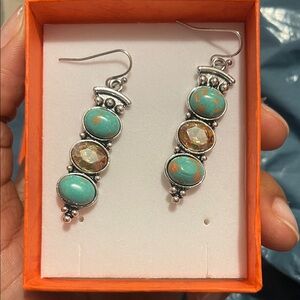 Chic Silver and Turquoise Dangle Earrings